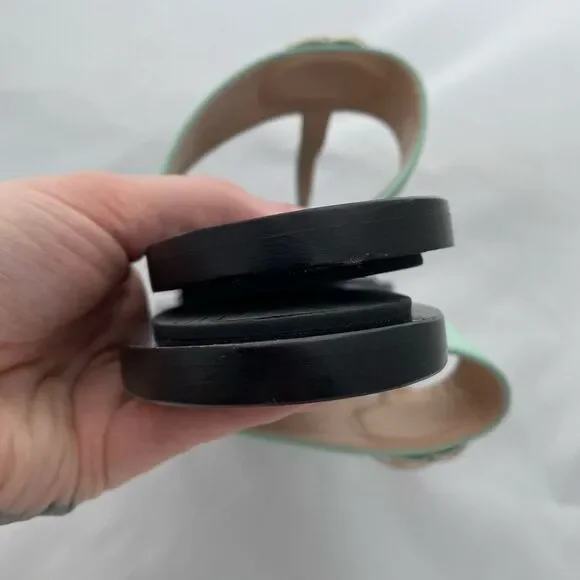 Gucci Marmont GG Thong Leather Water Green EU 37.5 US 7.5 Flip Flop Flat Sandals - Picture 13 of 16